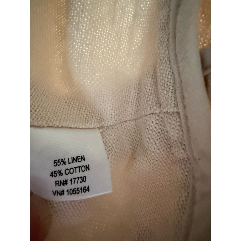 Blazer 20W Beige Linen Lined 3-Button Jacket Decorative Pockets PTP 25" - Picture 9 of 11